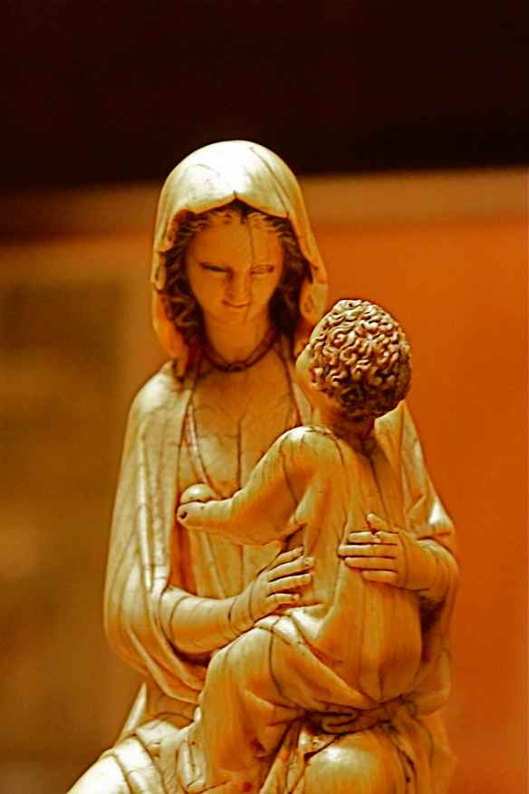 Madonna and Child; Ivory Miniature Sculpture at the Cloisters - Photo by M.J. Glauber